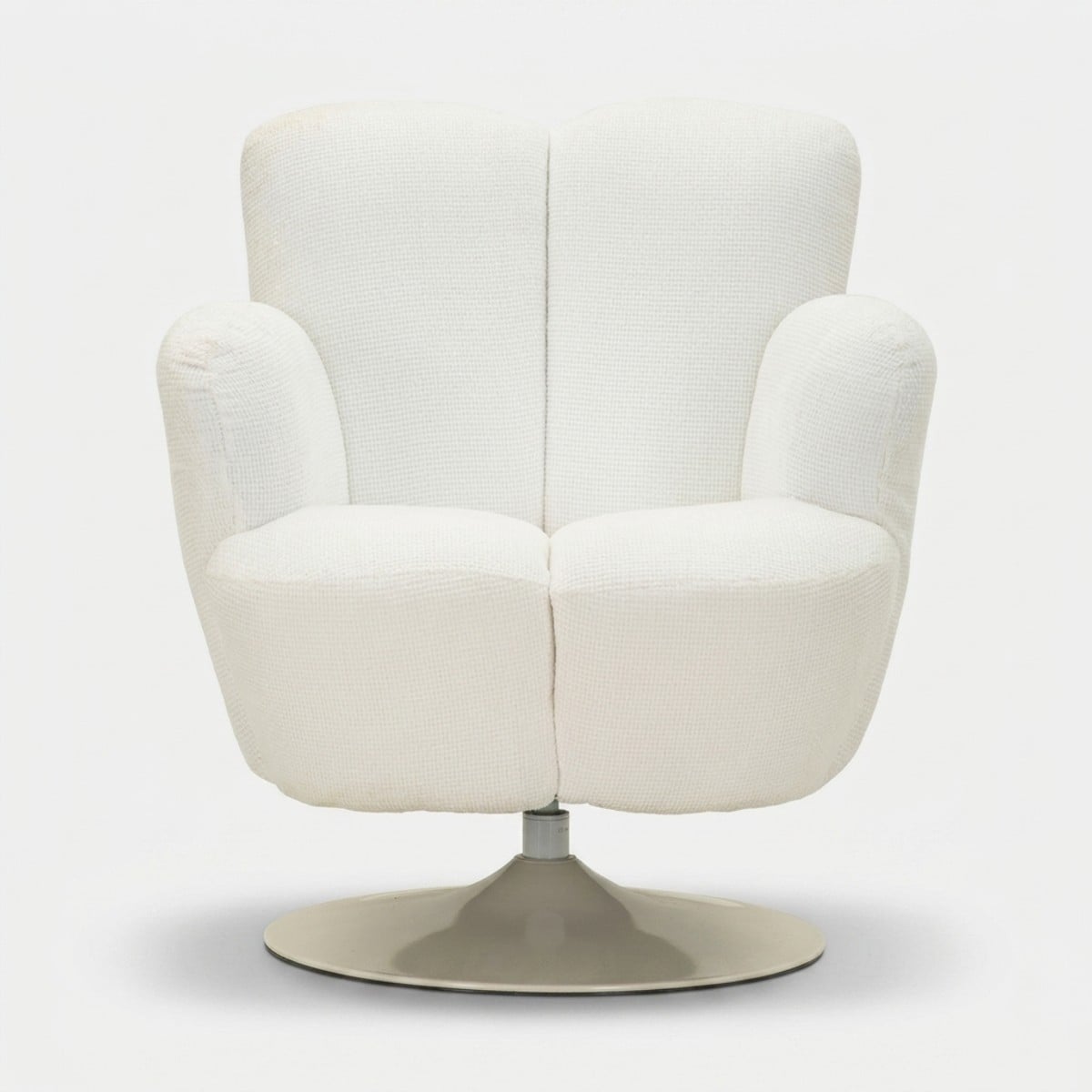 Poltrona Monaco Bianca Girevole 86x77x92 cm con Base in Metallo