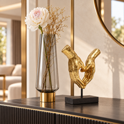 Set Decorativo Heart Hands Oro 33 cm & Vaso Noble Ring Grigio H40 cm