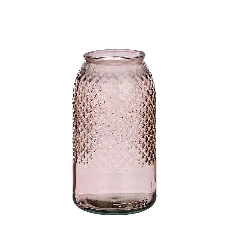 Vaso Decorativo in Vetro Rosa con Texture Avril