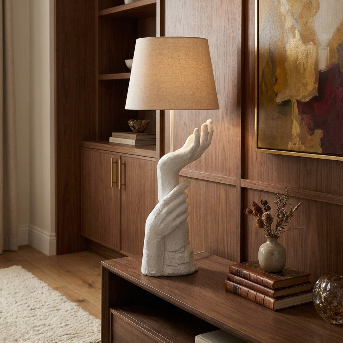 Lampada da Tavolo Life Ø35x93 cm con Base Scultorea a Mano