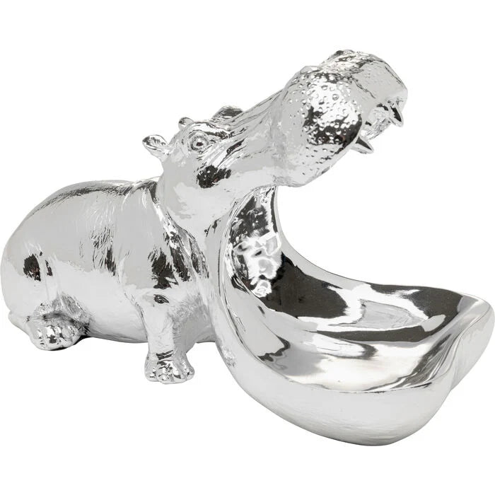 Centrotavola Statua Decorativa Ippopotamo Hungry Hippo 17cm Argento