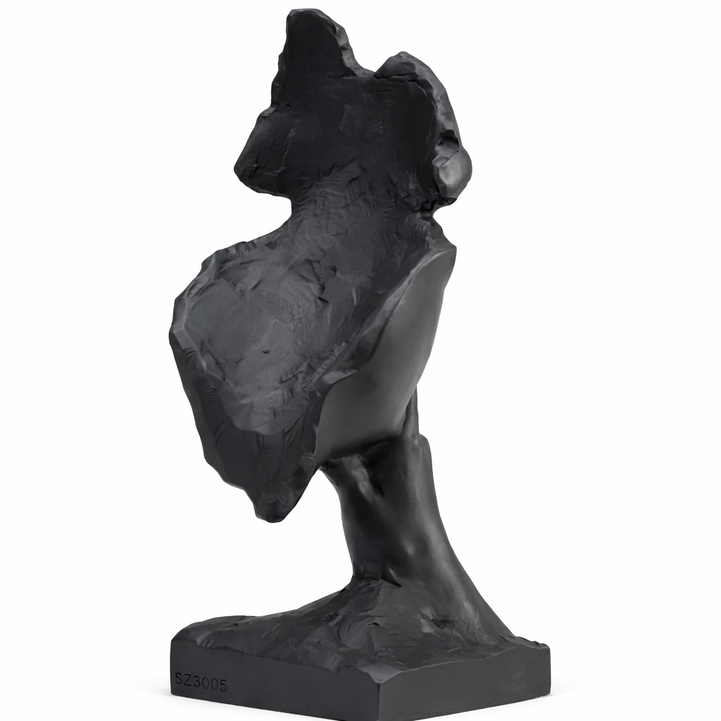 Oggetto Statua Decorativo Quiet Face Volto Silenzioso Nero 31cm