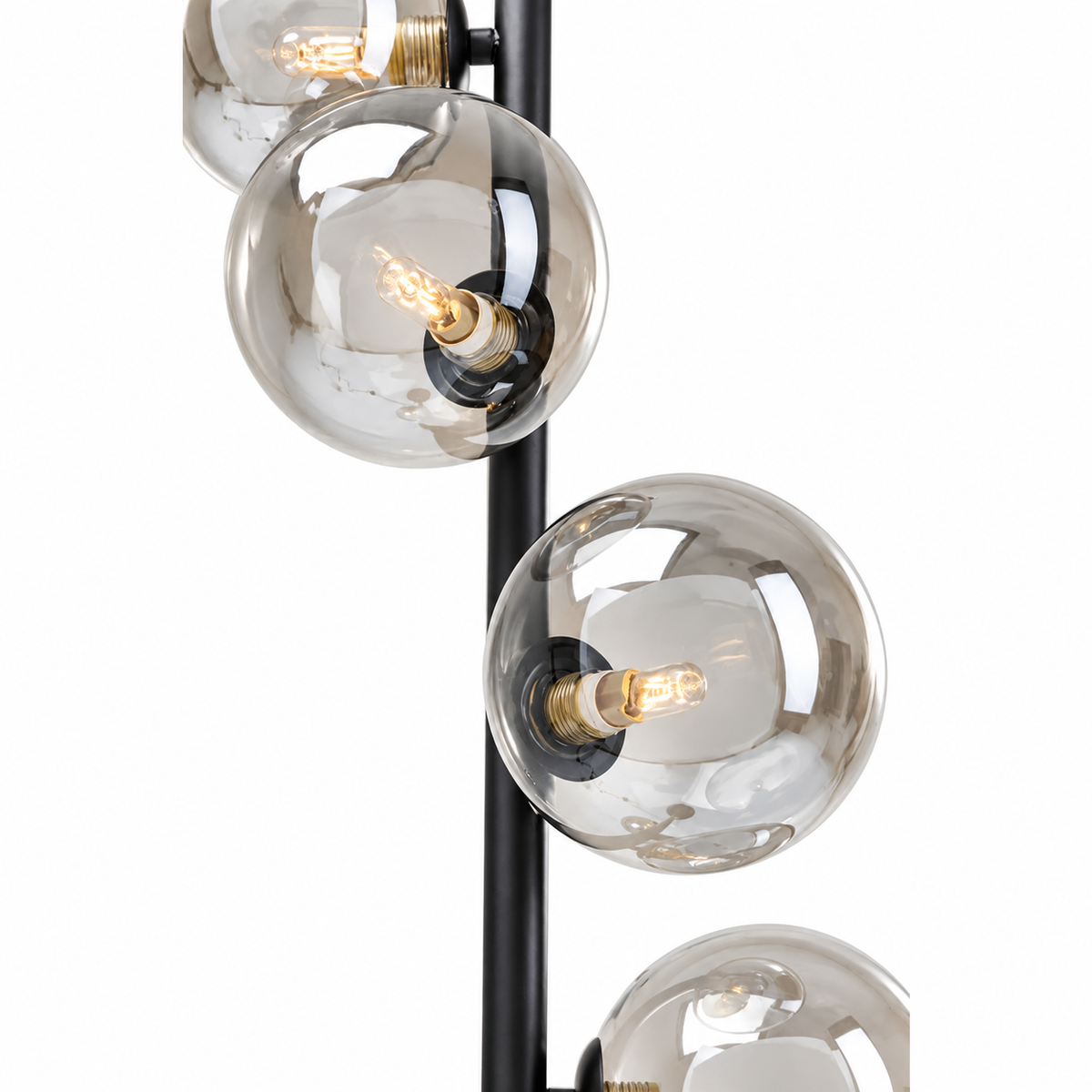 Lampada da Terra Scala Balls Nera 160 cm con 6 Sfere in Vetro e Base in Marmo