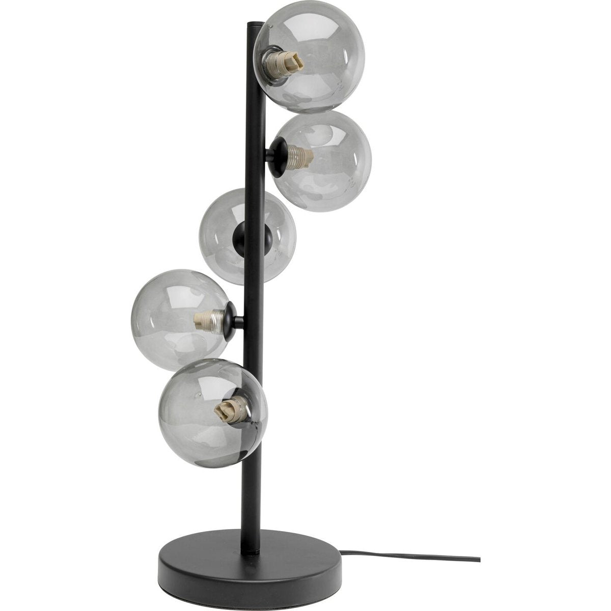 Lampada da Tavolo Moderna Scala Balls Nero con Sfere in Vetro Fumé 5 Luci
