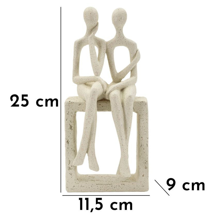 Statuetta Coppia Stons Beige 11,5x9x25 cm in Poliresina