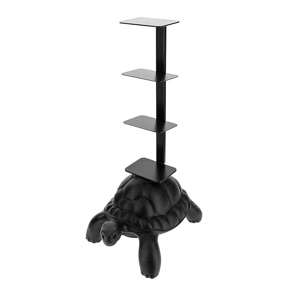 Libreria Turtle Carry Nera H 93 cm con 3 Ripiani Design Scultura Tartaruga