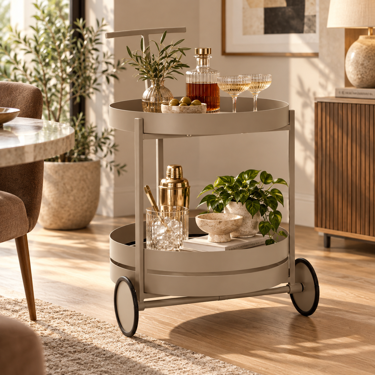 Carrello Saturno 40x49,5x61 cm in Metallo – Tortora e Ottanio