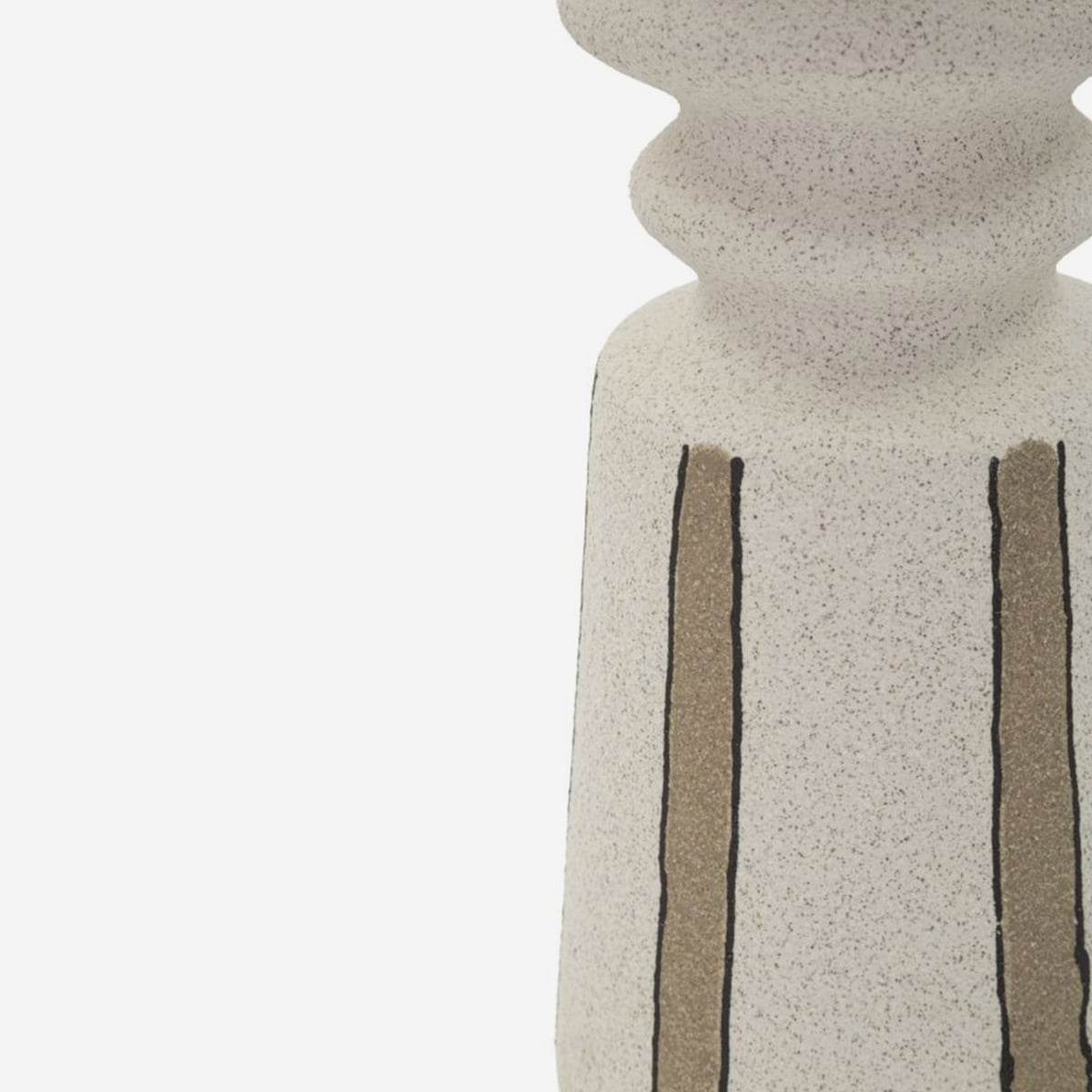 Lampada da Tavolo Tribal in Ceramica con Paralume in Tessuto – 2 Dimensioni