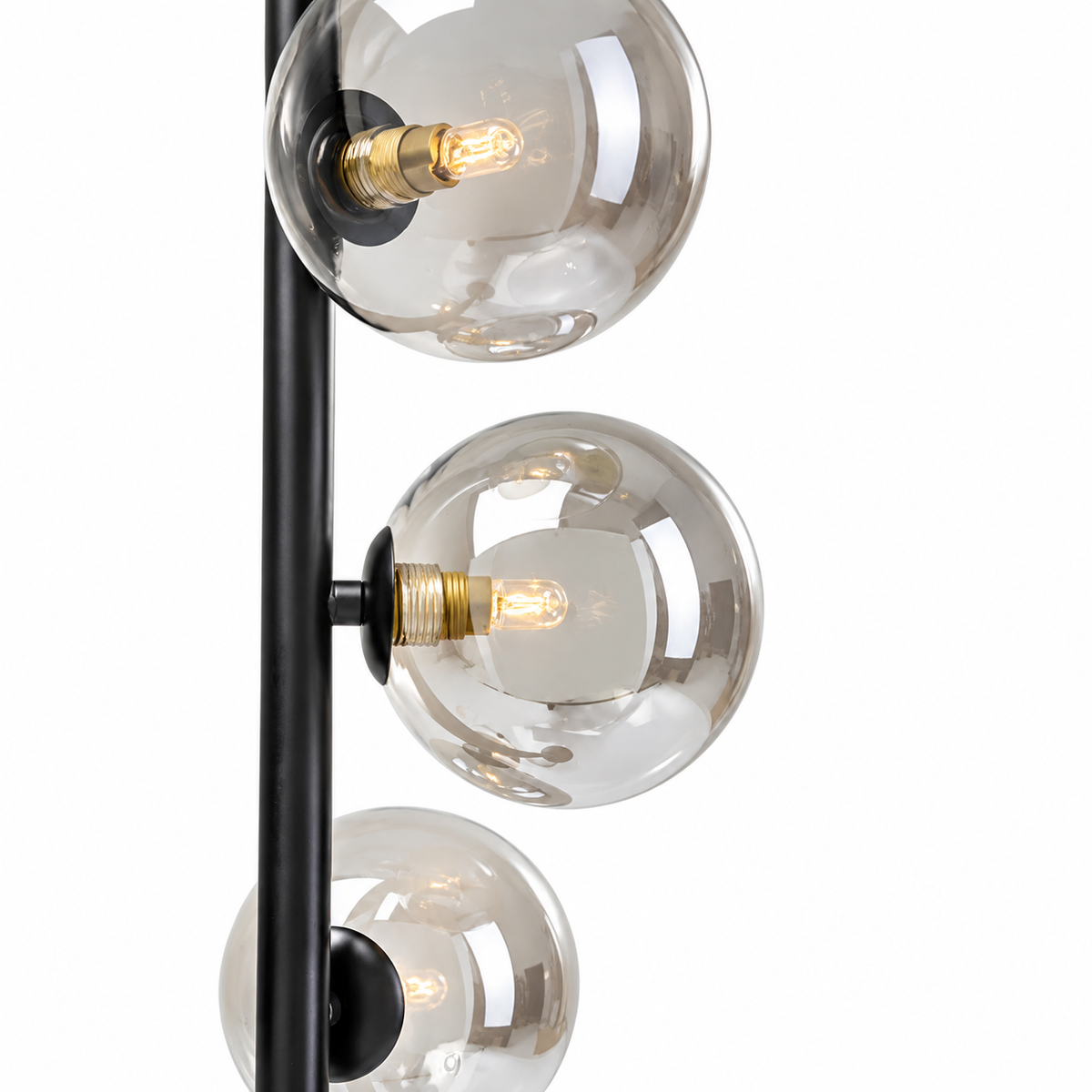 Lampada da Terra Scala Balls Nera 160 cm con 6 Sfere in Vetro e Base in Marmo