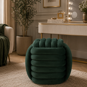 Pouf Annodato in Velluto Verde 45 x 45 cm Seduta Decorativa Morbida