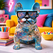 Statuetta Dog of Sunglass Decorativa Cane con Occhiali da Sole Pop Design