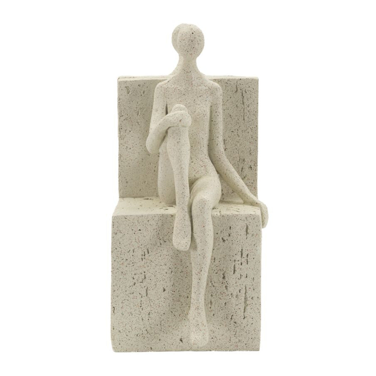 Set 2 Fermalibri Donne Beige in Poliresina 24x10x20,5cm Scultura Decorativa Stile Moderno