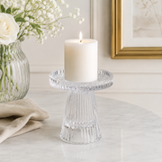 Portacandela in Vetro Trasparente con Base a Cono Ø 9,8 cm x H 11,5 cm