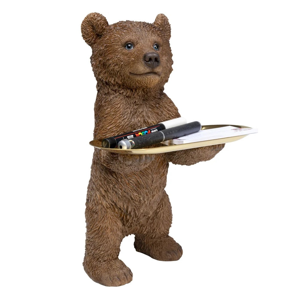 Statuetta Decorativa Orsetto Con Vassoio Butler Standing Bear H. 35 cm