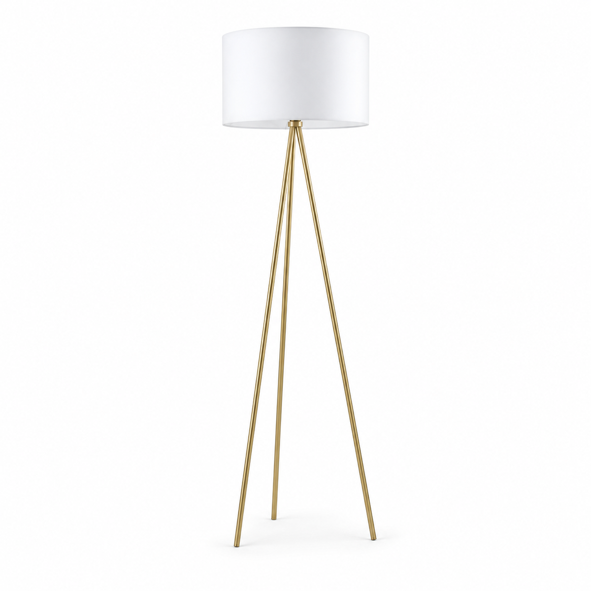 Lampada da Terra Cara A4001-GLD Bianco e Oro H159 cm con Struttura a Treppiede