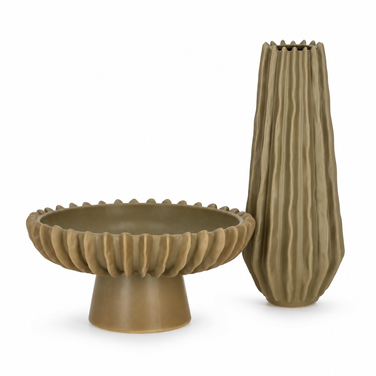 Set Eldar Tortora Vaso Alto E Alzata Decorativa