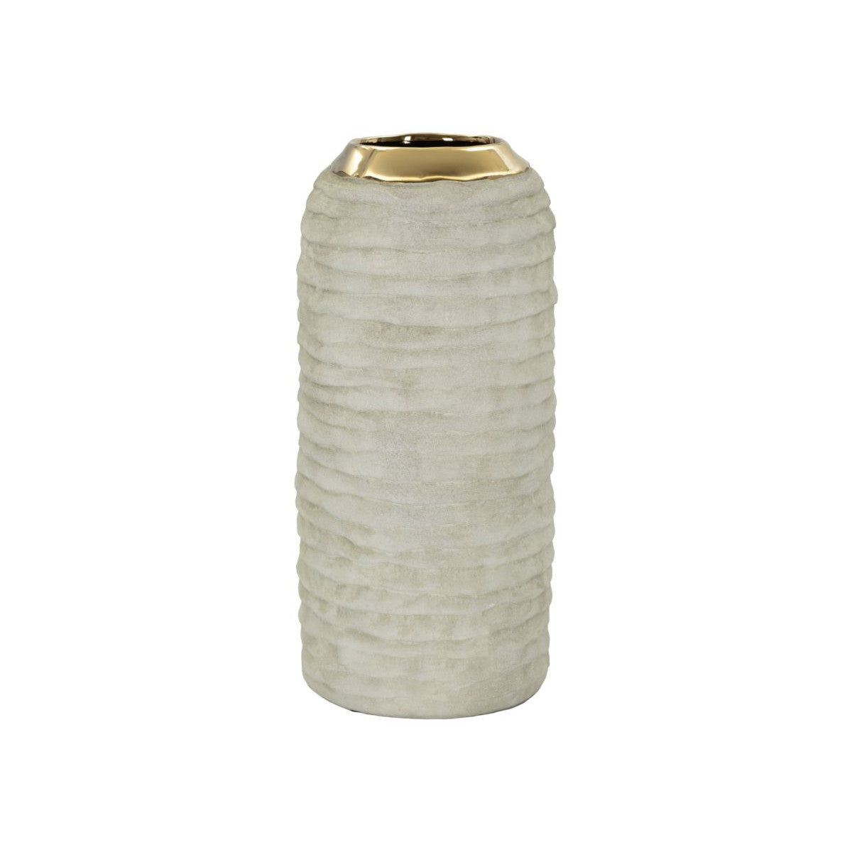 Vaso Lima in Ceramica Ø14 x H30 cm Grigio/Oro