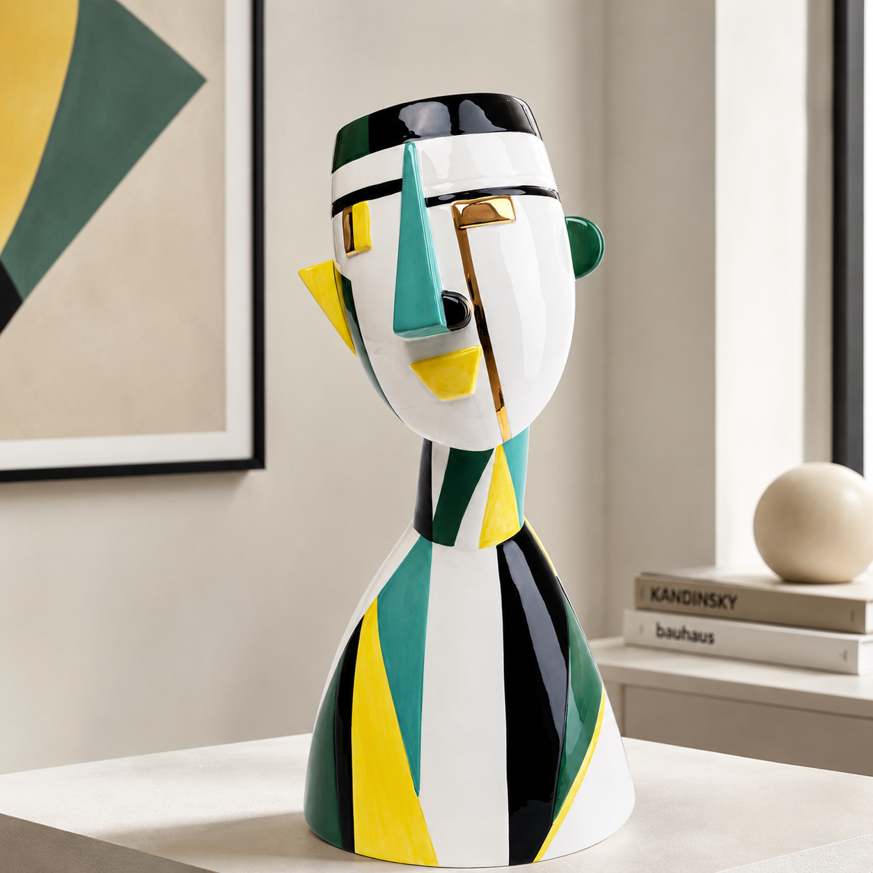 Vaso Decorativo Happy Face 43cm in Ceramica Multicolore