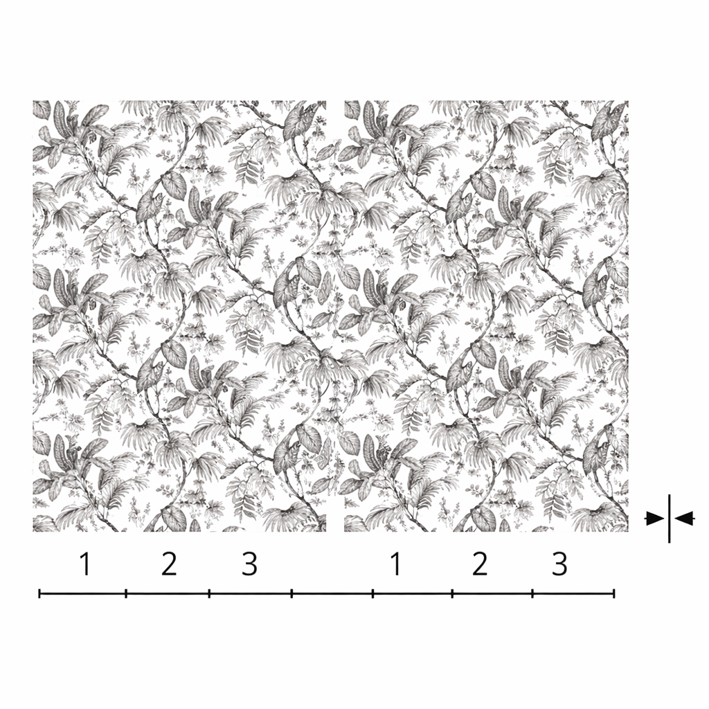 Pannello Carta da Parati Tnt Foglie Bianco Nero 159x270 cm Decorativo