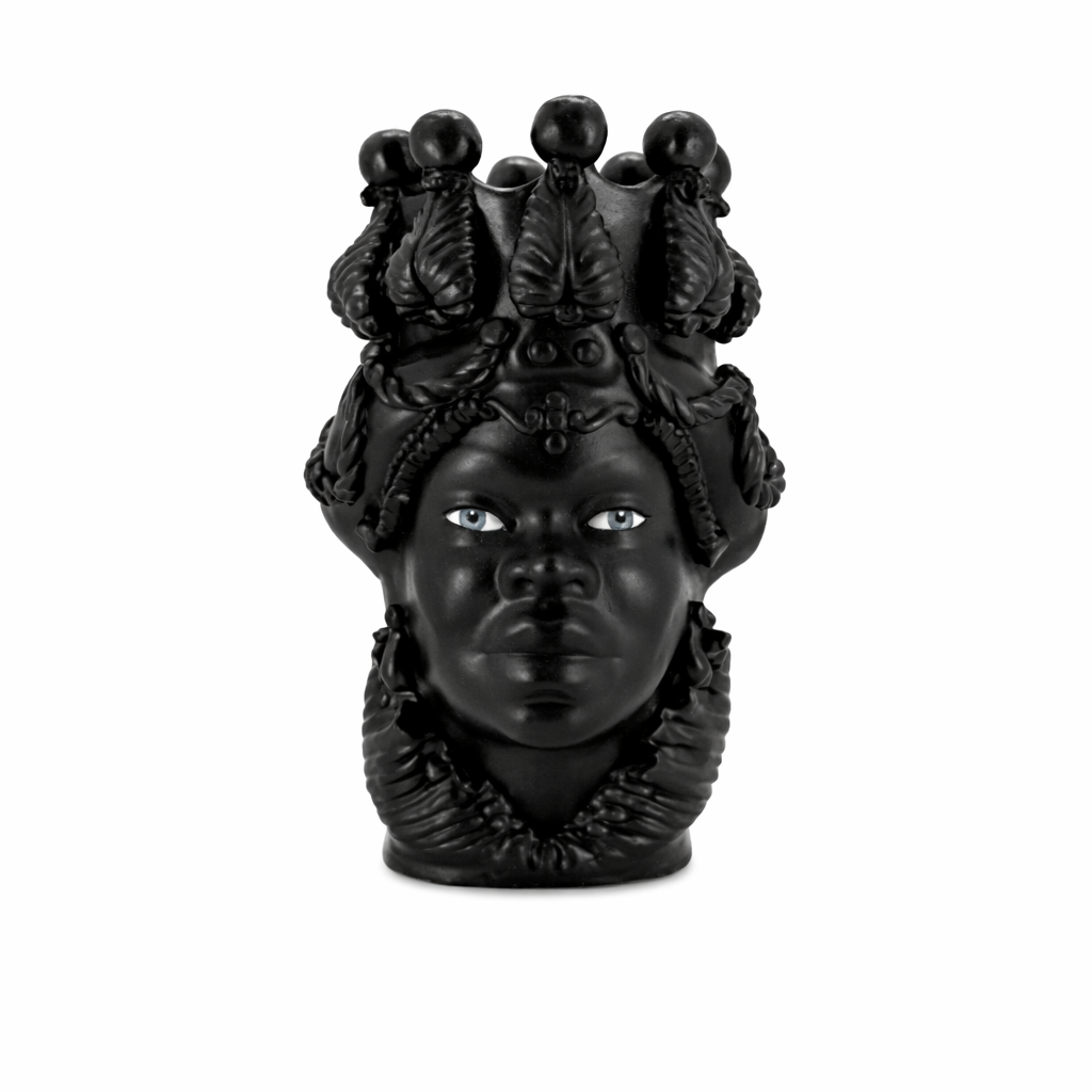 Testa di Moro in Ceramica Caltagirone Demetra Occhi Blu h48cm
