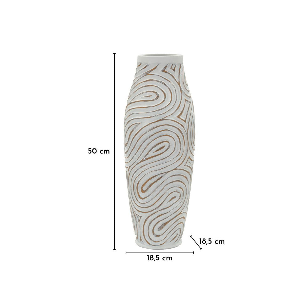 Vaso Decorativo Oblix Ø18,5x50 cm in Resina con Motivo a Spirale