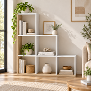 Libreria a Scaletta 6 Cubi 108x28x110 cm Design Moderno