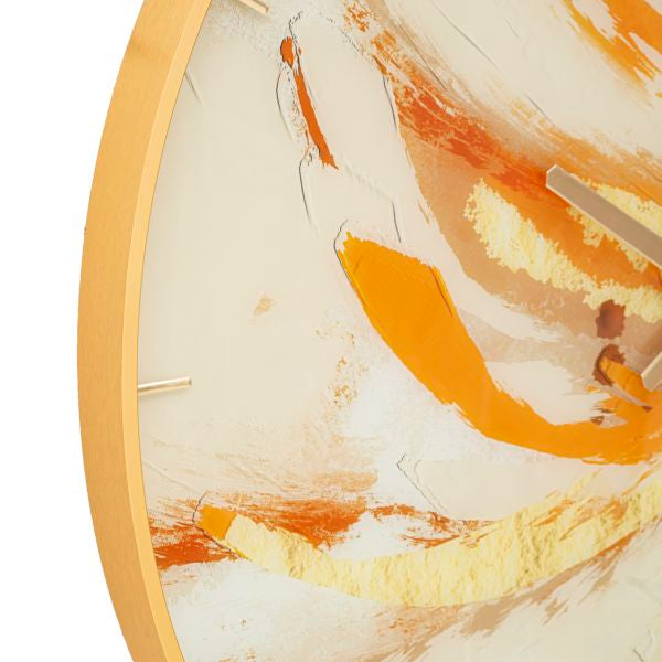 Orologio da Parete Glass Toply Ø80 cm con Cornice Dorata e Quadrante Artistico