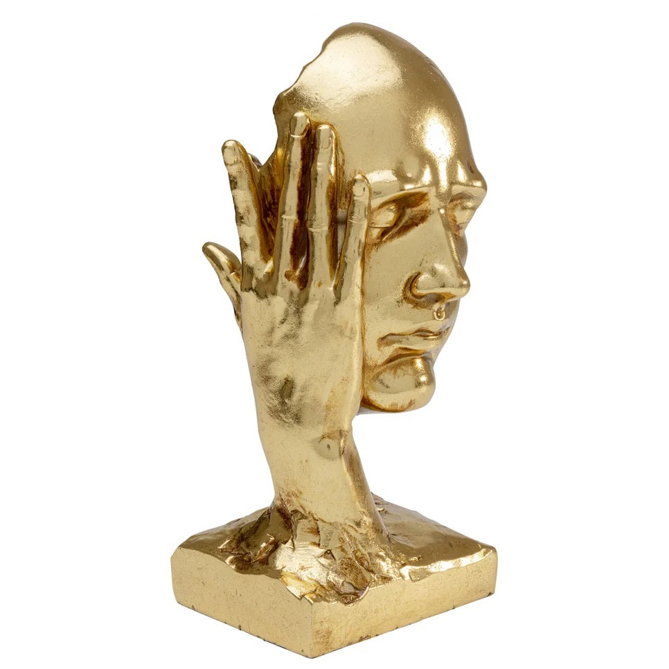 Scultura Oggetto Decorativo Volto Viso In my Mind Oro 30cm