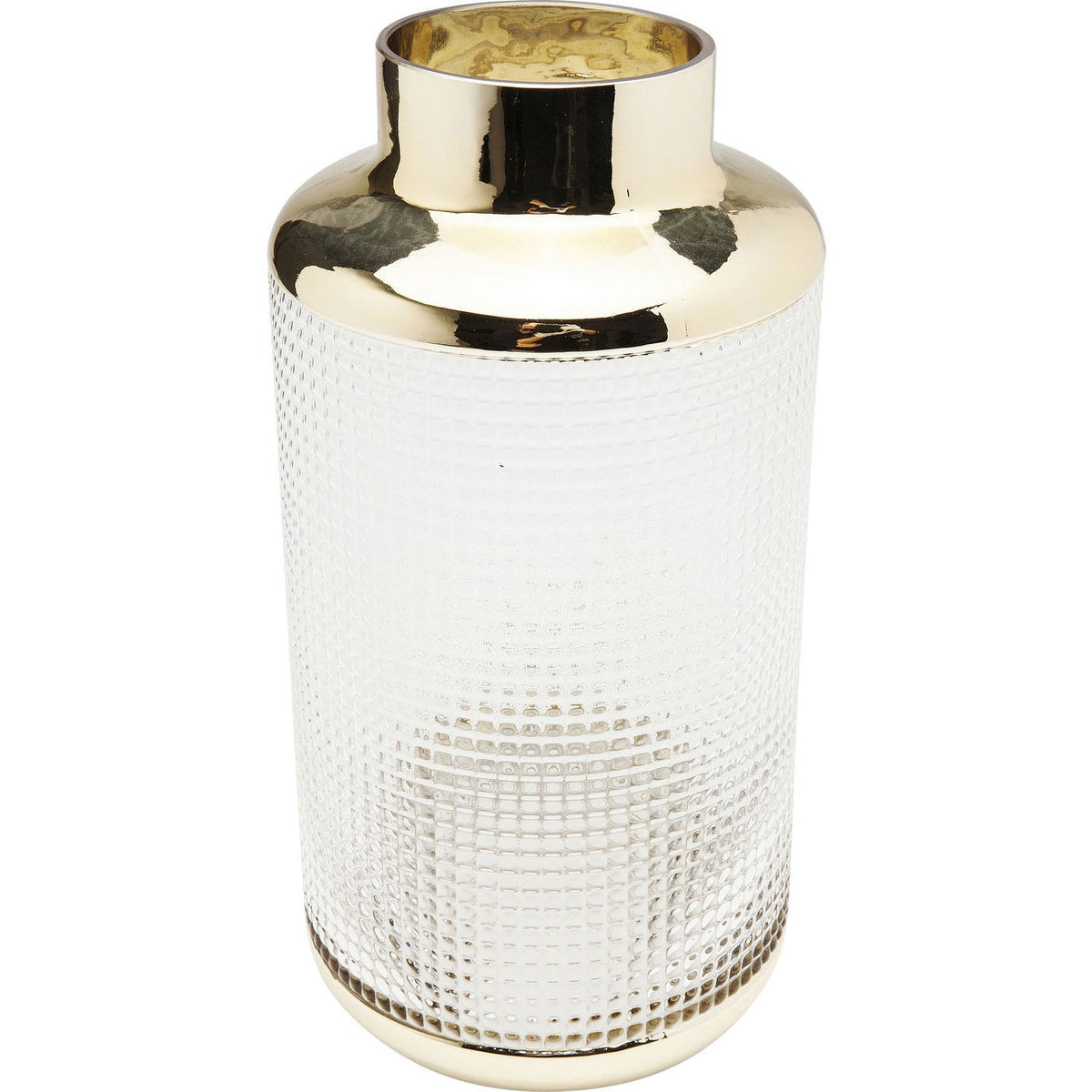 Vaso Decorativo La Noble in Vetro Trasparente con Dettagli Oro H30 cm