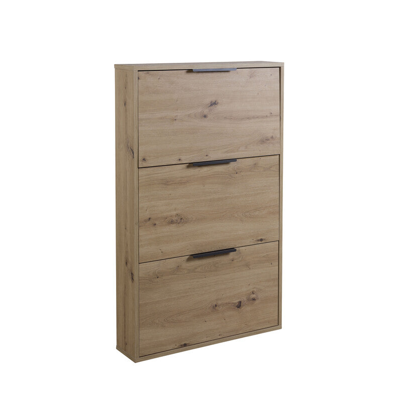 Set Ingresso Scarpiera Slim Rovere 65x15x105,5 cm + Sgabello Imogen Avorio 37x37x47 cm
