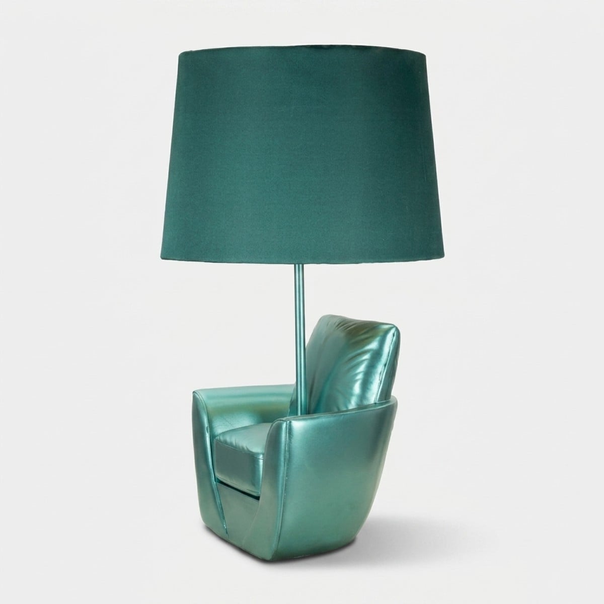 Lampada da Comodino Midcentury Turchese Ø26x43 cm con Base a Poltrona