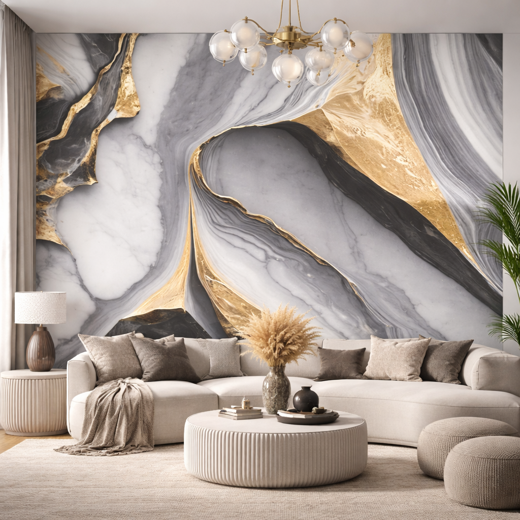 Rivestimento Parete Polietilene Effetto Marmo Nero Oro Pannello 120x280 cm