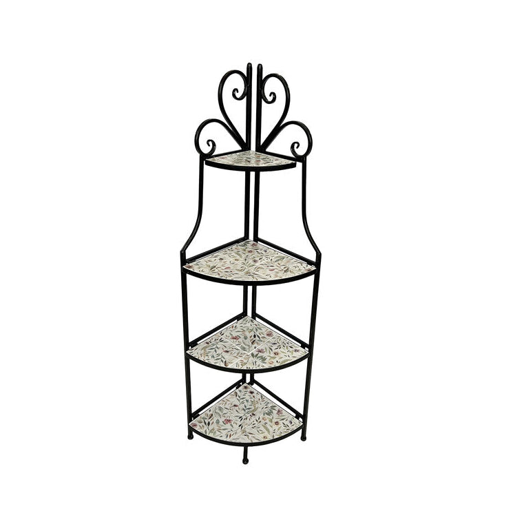 Scaffale Angolare in Ferro con Mosaico Ceramica Lille 41x28x131 cm