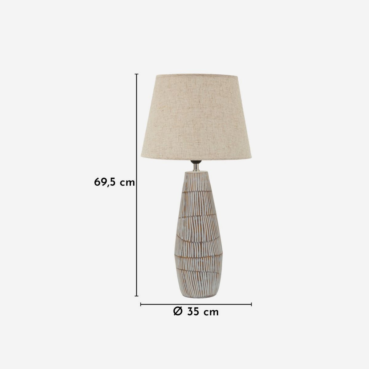 Lampada da Tavolo Hanoi Ø35x69,5 cm in Poliresina con Paralume in Tessuto