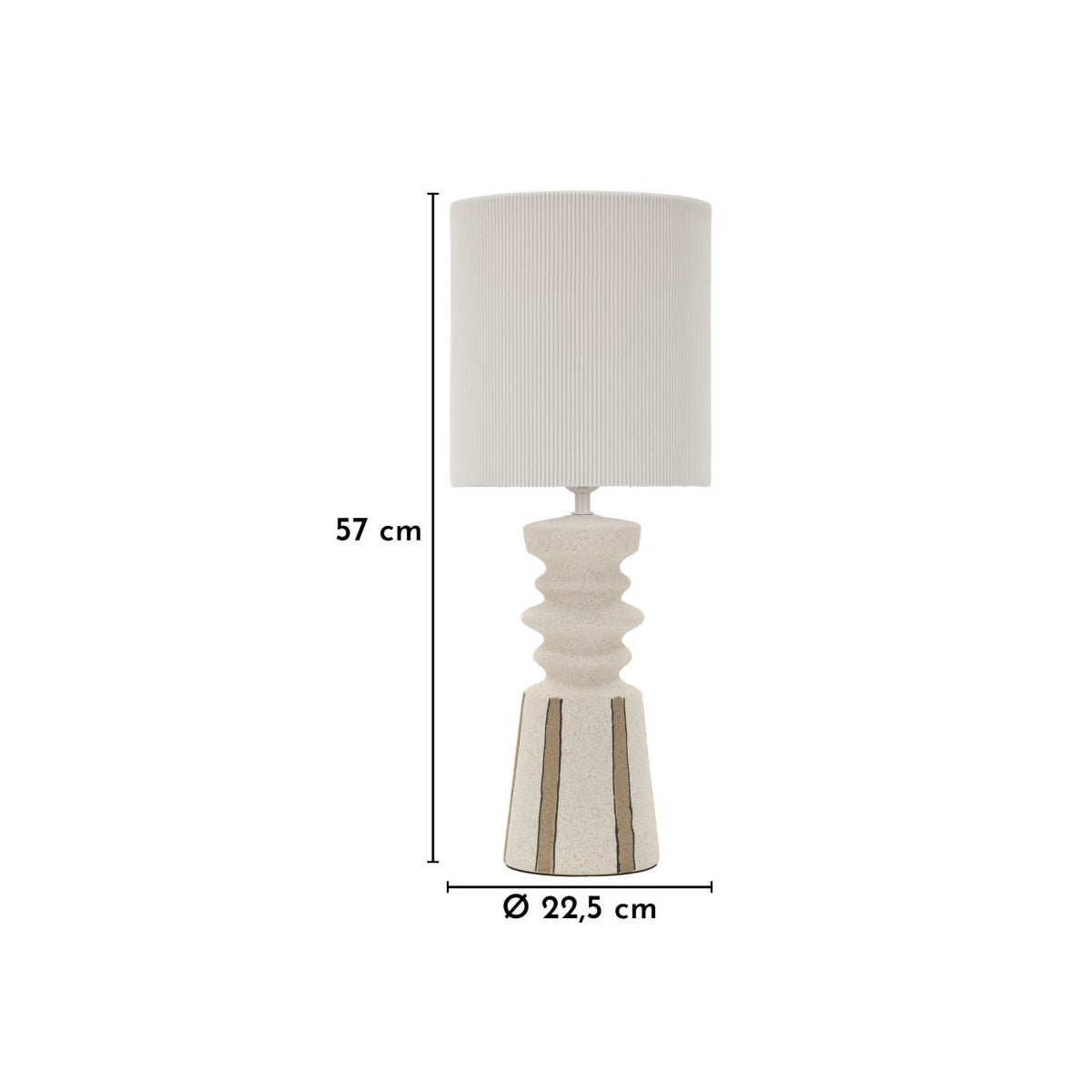 Lampada da Tavolo Tribal in Ceramica con Paralume in Tessuto – 2 Dimensioni