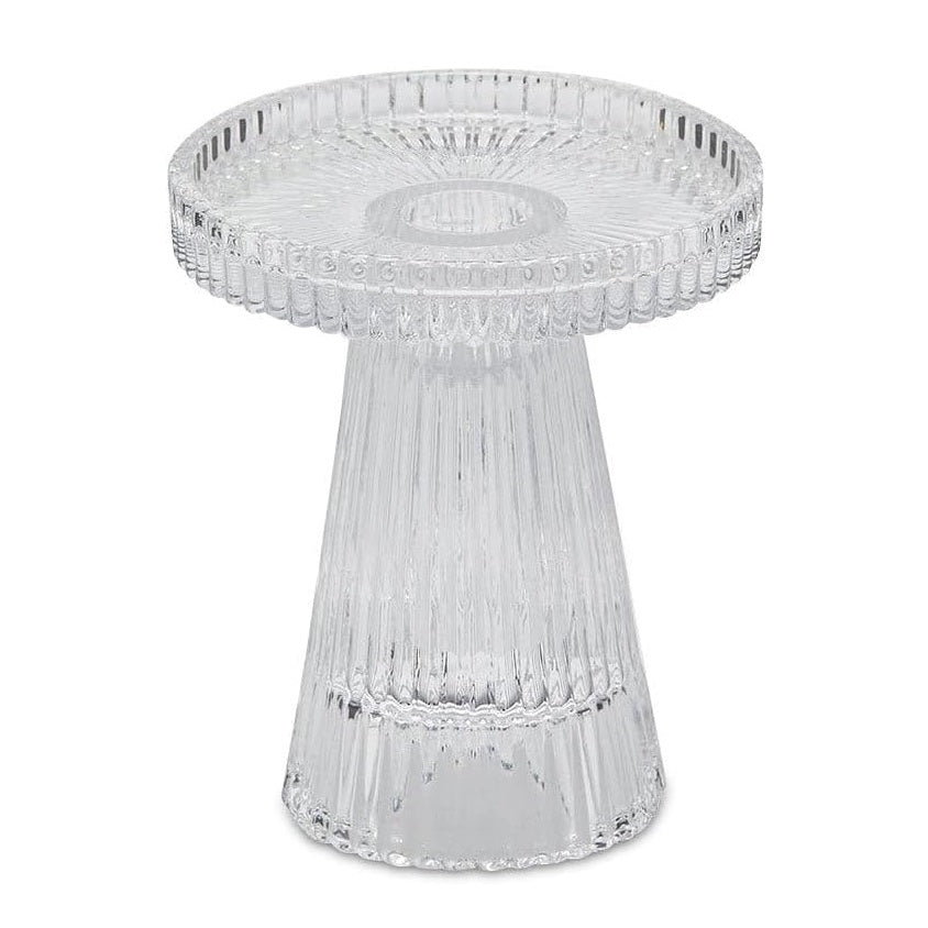 Portacandela in Vetro Trasparente con Base a Cono Ø 9,8 cm x H 11,5 cm