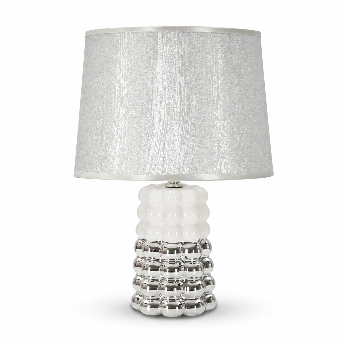 Lampada da Tavolo Lace Ø23x33 cm in Ceramica con Paralume in Tessuto