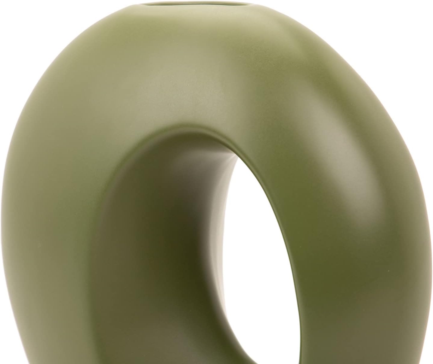 Vaso Decorativo Verde Oliva con Linee Organiche In Ceramica
