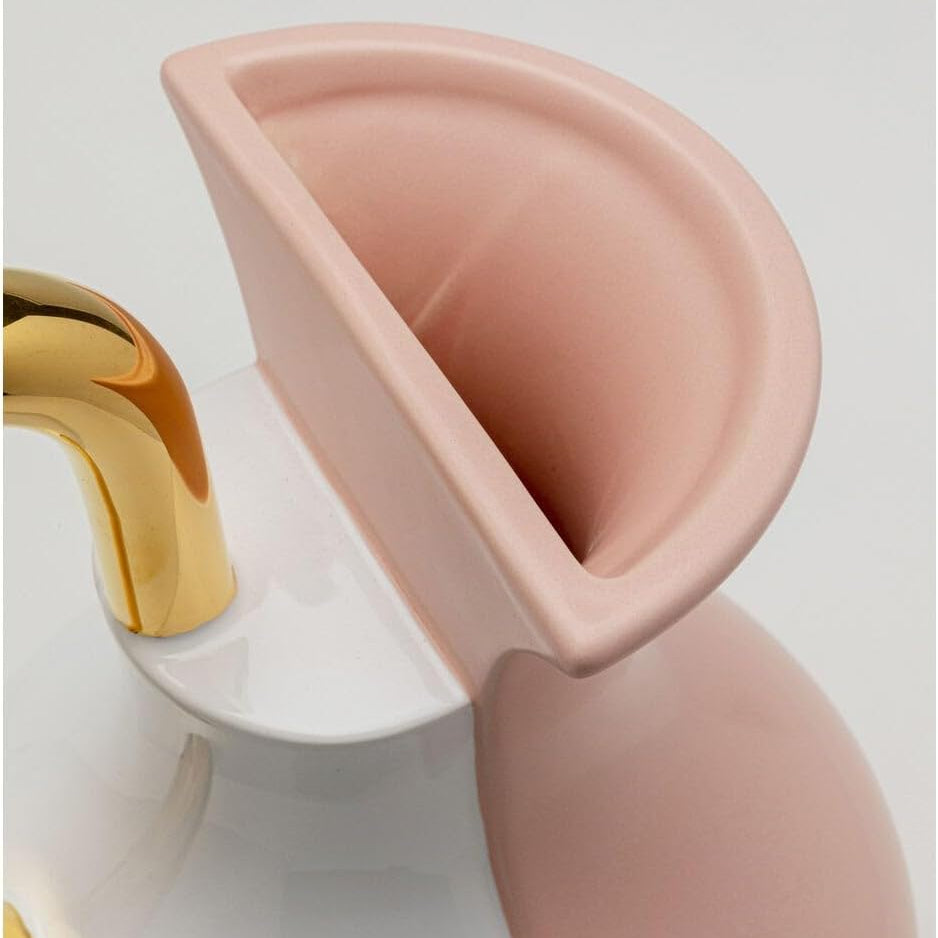 Vaso Decorativo Stage Bicolore Rosa e Bianco con Manico Oro 18cm