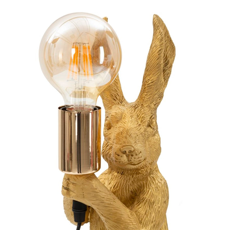Lampada da Tavolo Coniglio Oro in Resina 13 x 17 x H35,5 cm