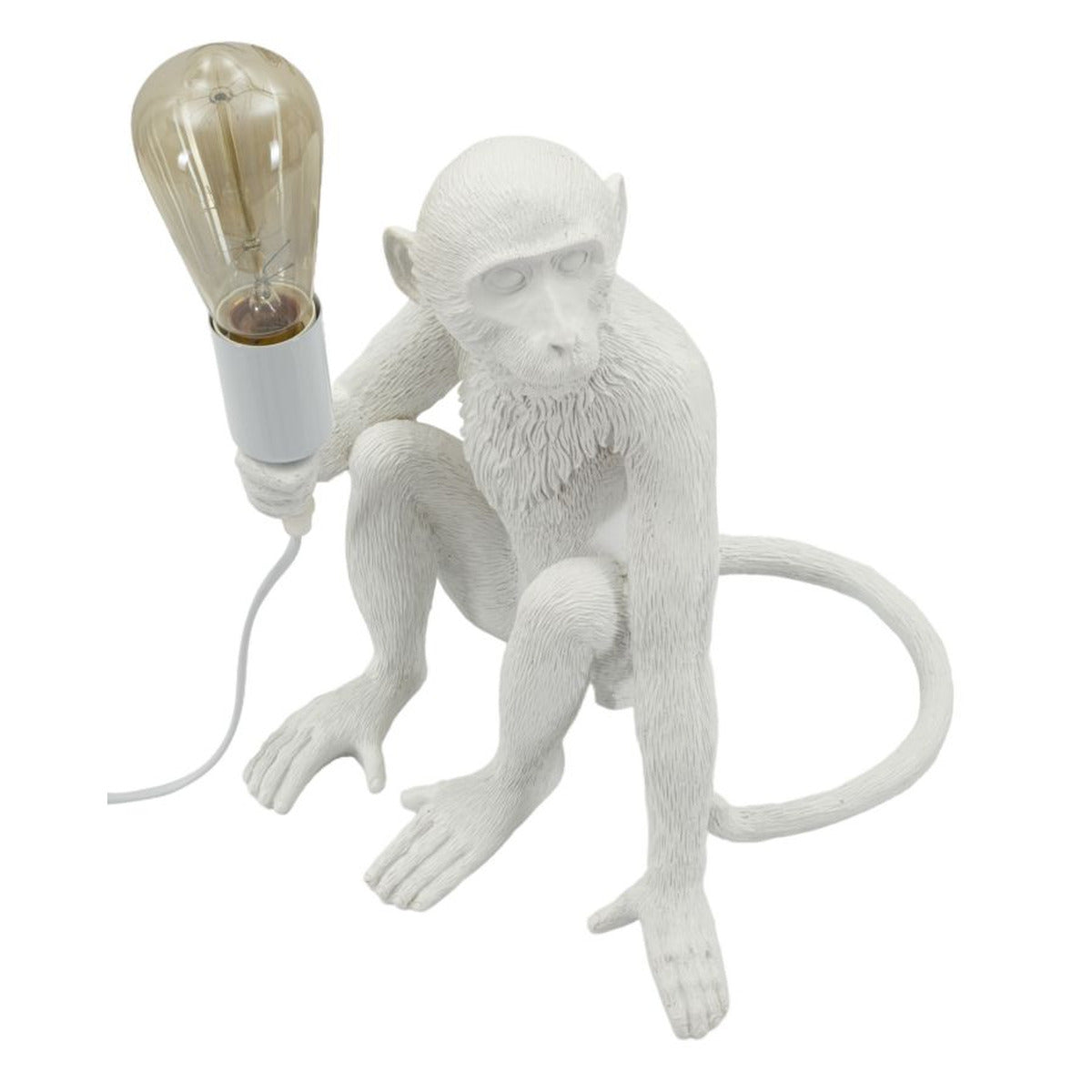 Lampada Tavolo Monkey Seduta Bianca in Poliresina 32x33x32cm