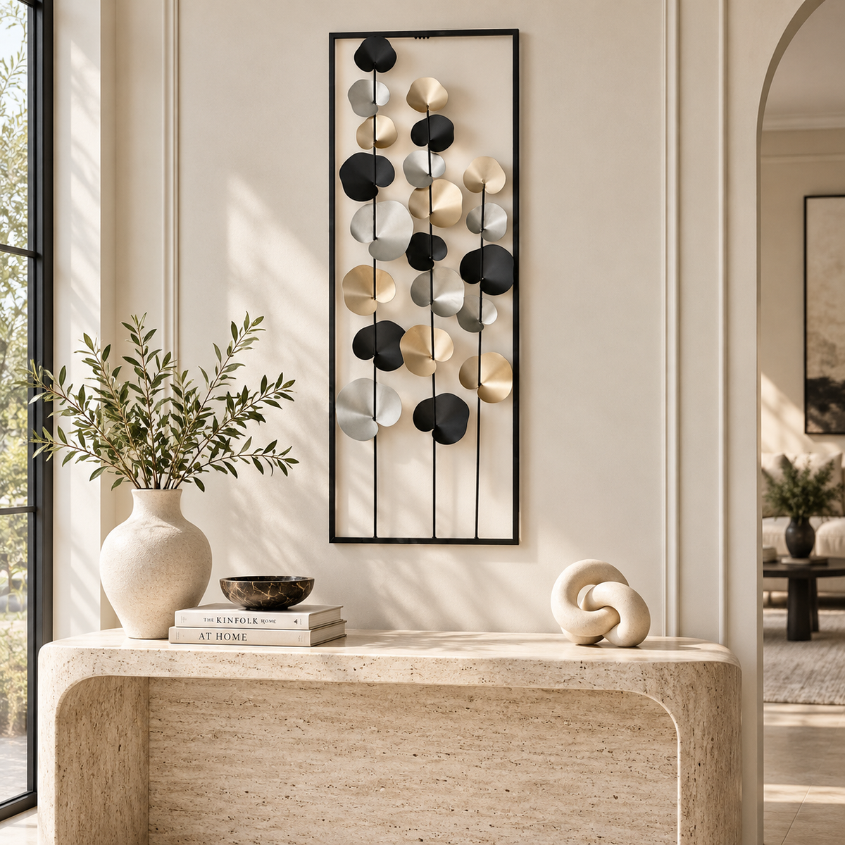 Decorazione Quadro da Parete Kairos Pannello Murale in Acciaio 30x84cm