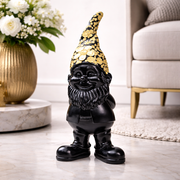 Statuetta Decorativa Gnomo Standing 30 cm Nano Moderno Nero e Oro