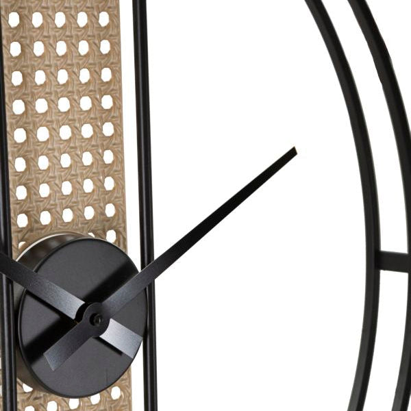 Orologio da Parete Ribby Ø60 cm Nero e Crema Dettaglio Paglia di Vienna