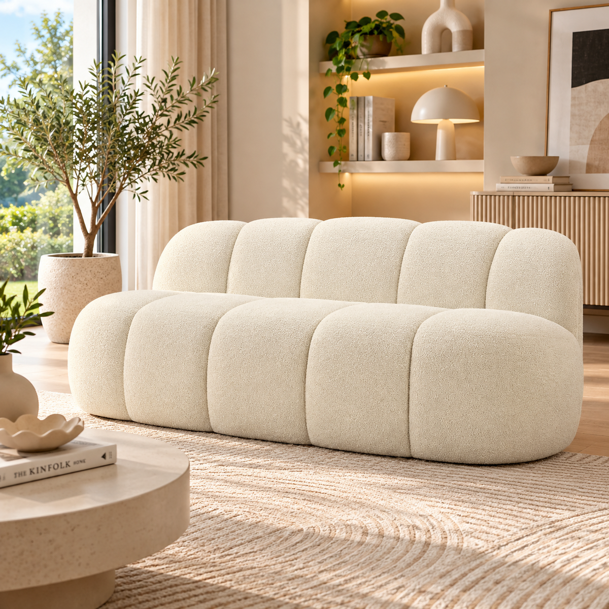 Divanetto Ball Bianco 145x80x69 cm in Poliestere Design Morbido