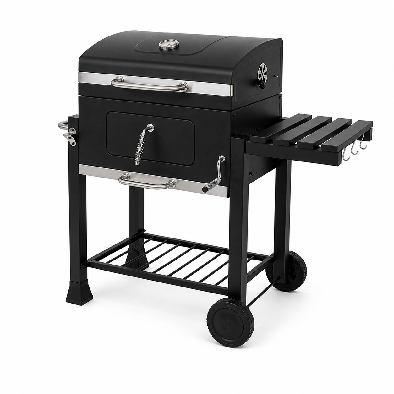 Barbecue a Carbone Vesuvio 116x65xH105 cm con Coperchio e Ruote
