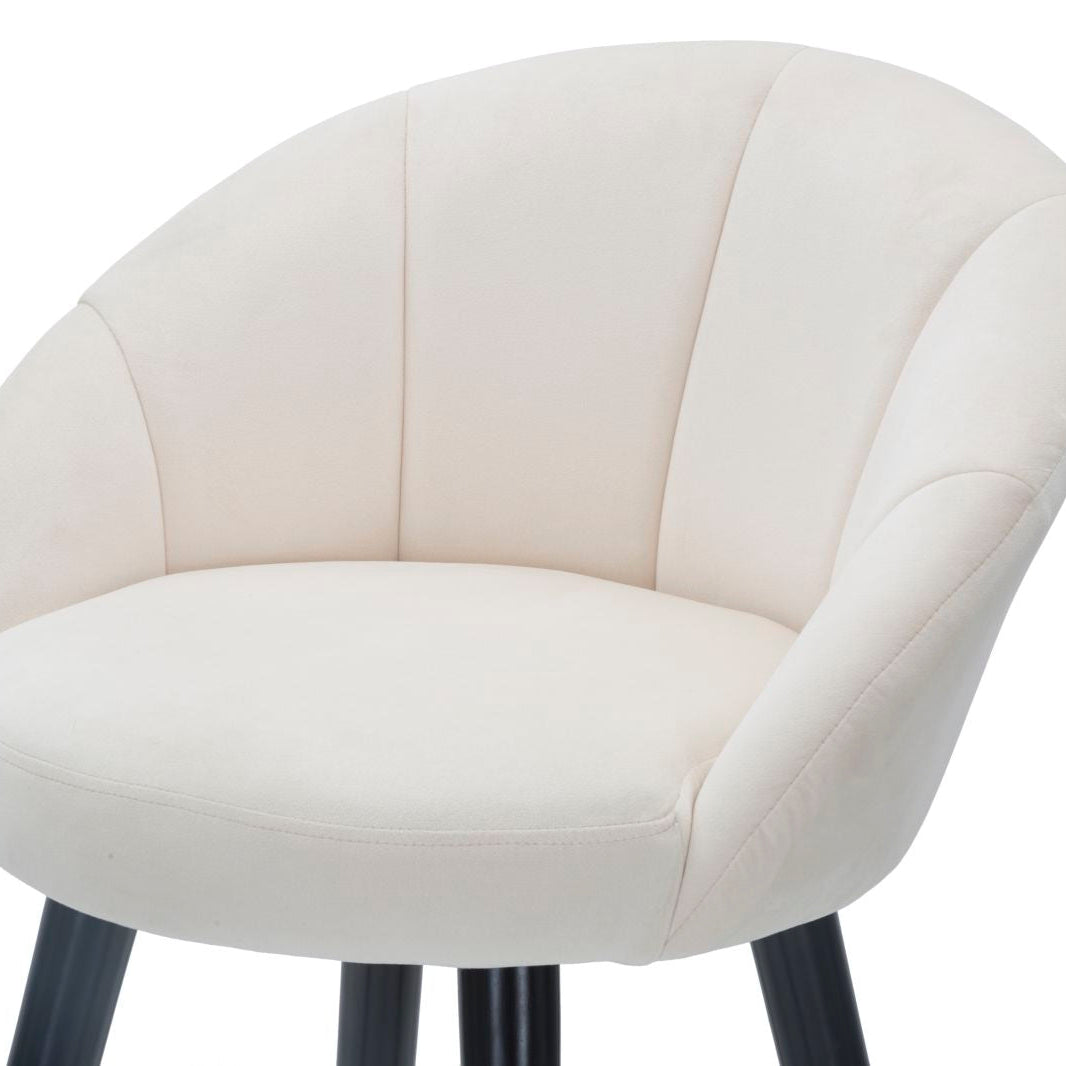 Sgabello Bar Prague Crema in Velluto 104 cm con Gambe Nere e Dettagli Oro