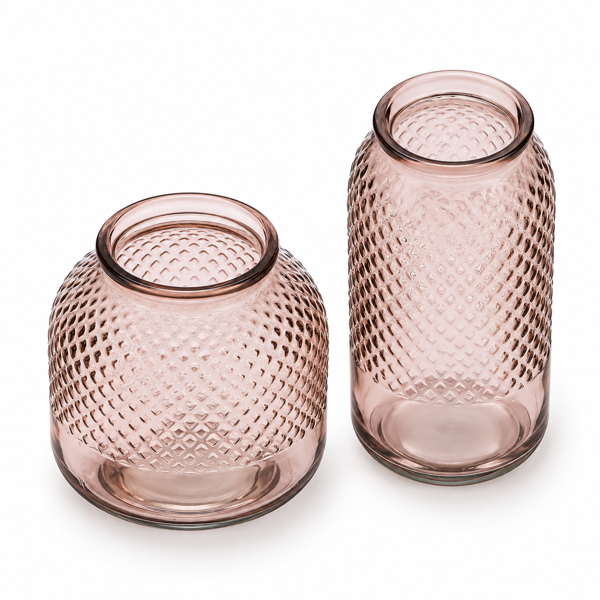 Vaso Decorativo in Vetro Rosa con Texture Avril