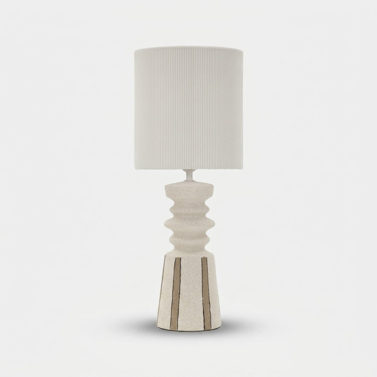 Lampada da Tavolo Tribal in Ceramica con Paralume in Tessuto – 2 Dimensioni