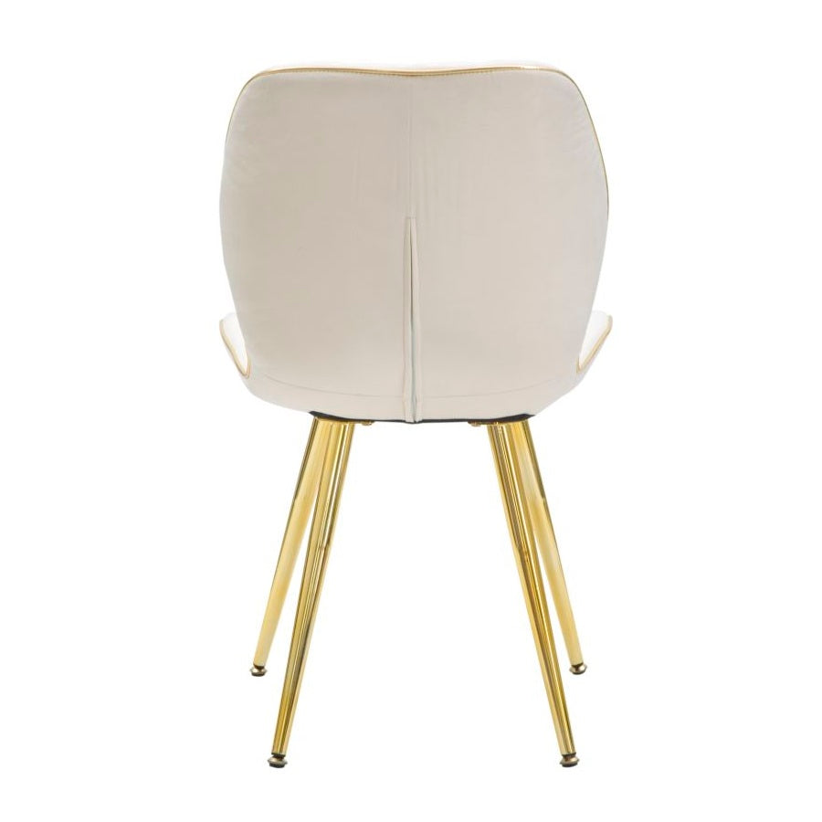 Set 2 Sedie Paris Space Crema e Oro 46x58x77 cm in Velluto Sintetico